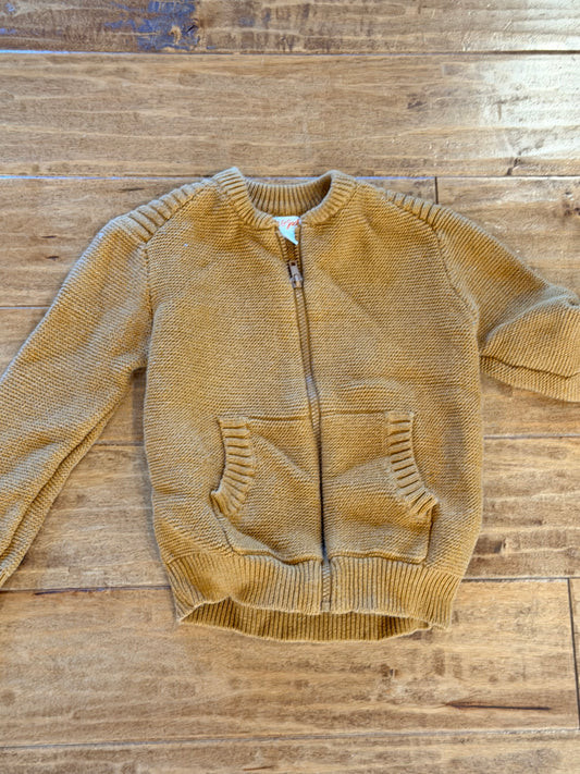 #99 boys cat and Jack tan zipper sweater size 5