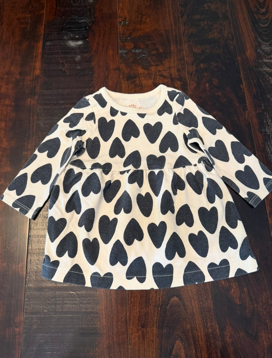 #83 Cat & Jack Black Hearts Dress - Infant 3-6 Months