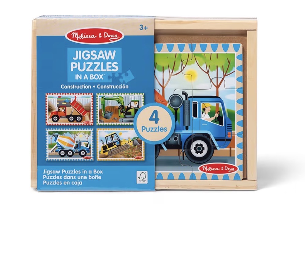 Seller 42, Melissa & Doug 4-in-1 Wooden Construction Vehicles Jigsaw Puzzle Set, 48 pieces