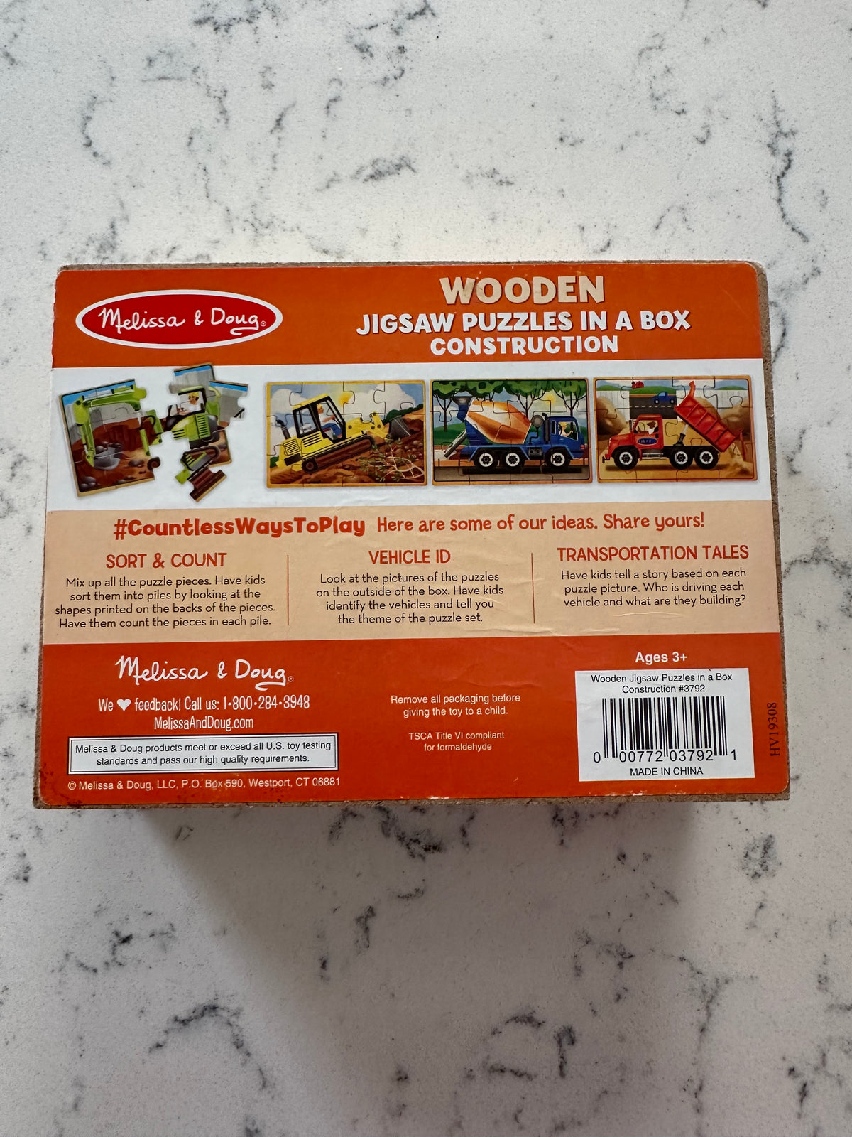 Seller 42, Melissa & Doug 4-in-1 Wooden Construction Vehicles Jigsaw Puzzle Set, 48 pieces