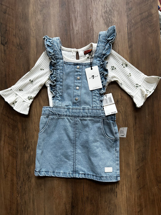 NWT 18M Girls 7 For All Mankind Jean Dress with Ruffle Shirt