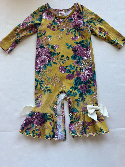 #88 REDUCED 12M romper ricrac and ruffles