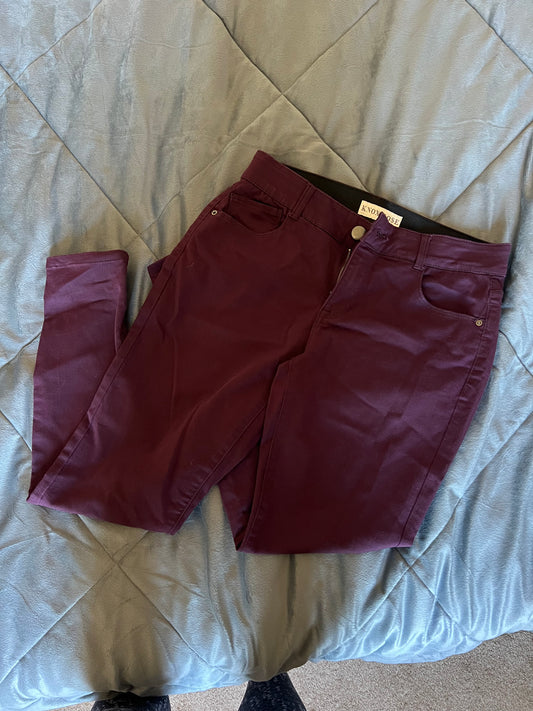**REDUCED** Knox Rose Women's Maroon High Waisted Skinny Pants Size 10