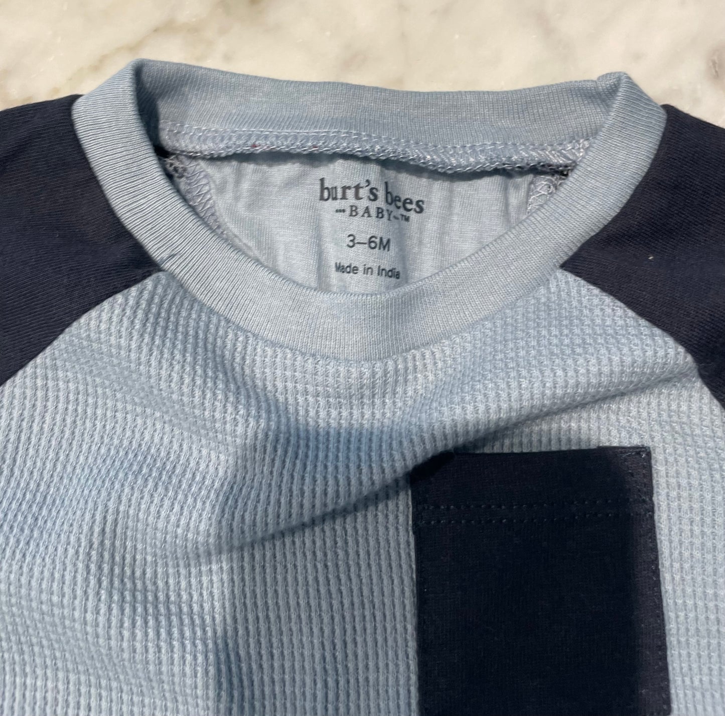 #52 - (1 of 2) Burt's Bees Baby Waffle Knit Baseball Tee - Size 3-6 Months - NEW - Boy Girls