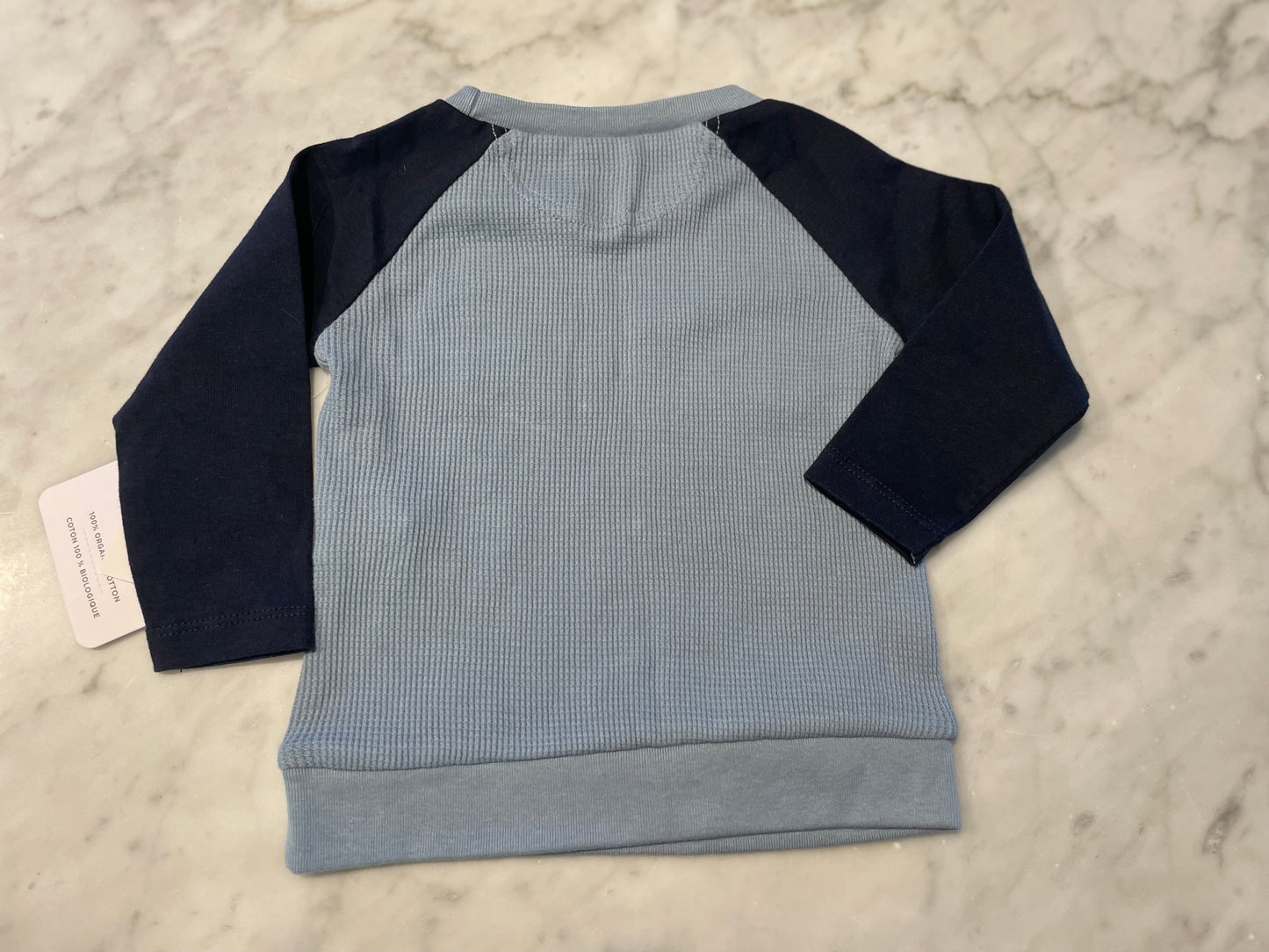 #52 - (1 of 2) Burt's Bees Baby Waffle Knit Baseball Tee - Size 3-6 Months - NEW - Boy Girls