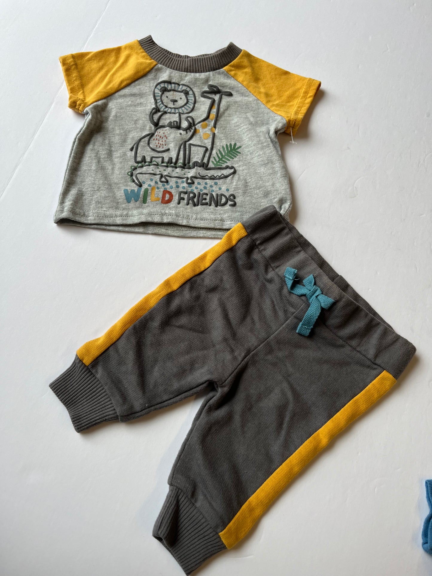 Seller 67 - Max and Marcus Grey Gold Wild Friends Outfit 0-3 mo