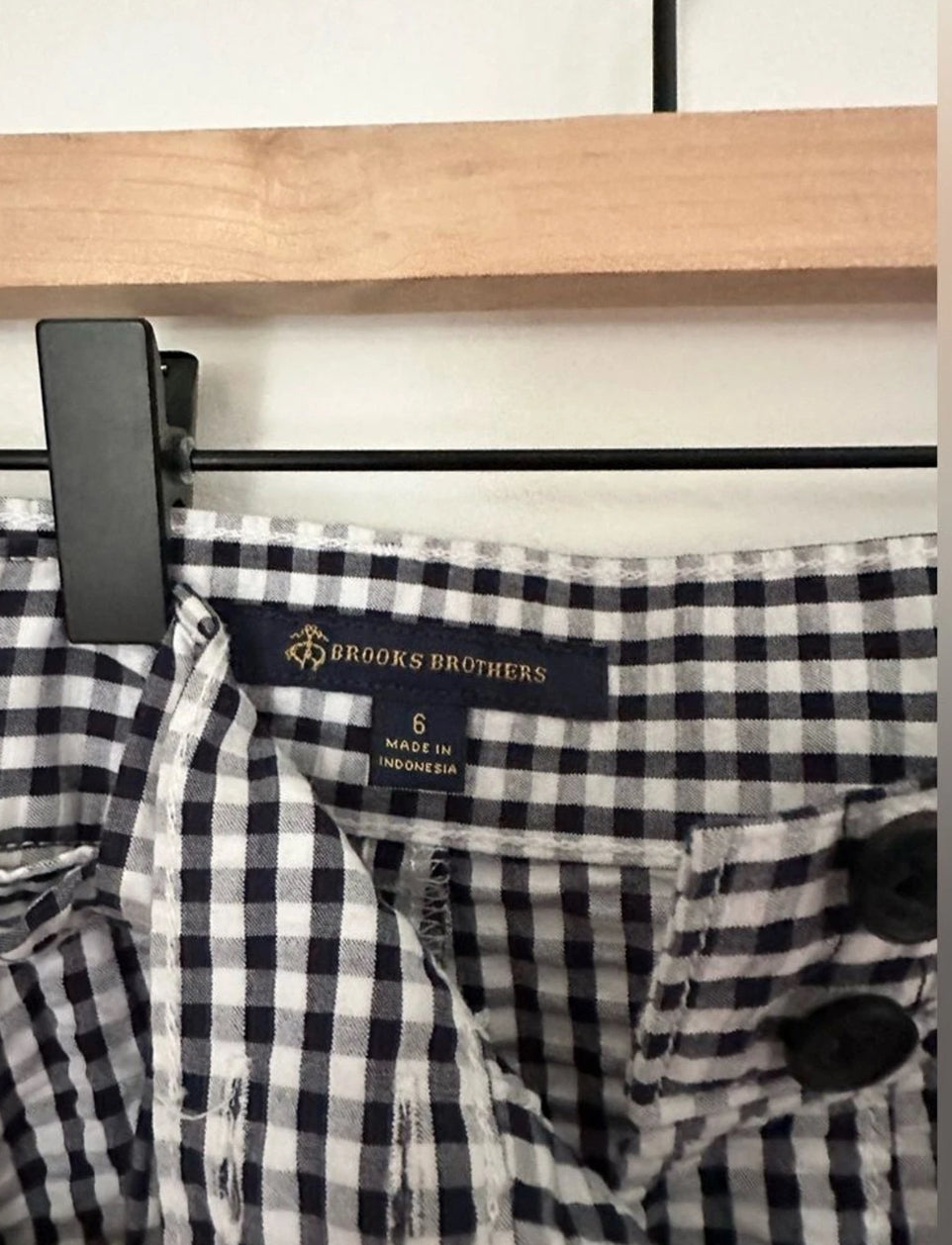 #111 Brooks Brothers Navy & White Gingham Checkered A-Line Skirt | 100% Cotton | 6