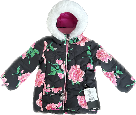 #98A - NWT 3T Girls Black and Pink Roselet Obermeyer Ski/Winter Jacket (RETAIL $200)