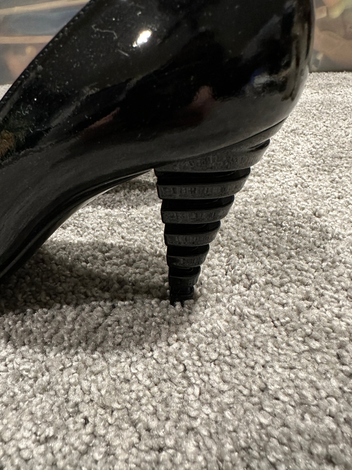 Bruno Magli Black Patent Corkscrew Heels, size 8.5