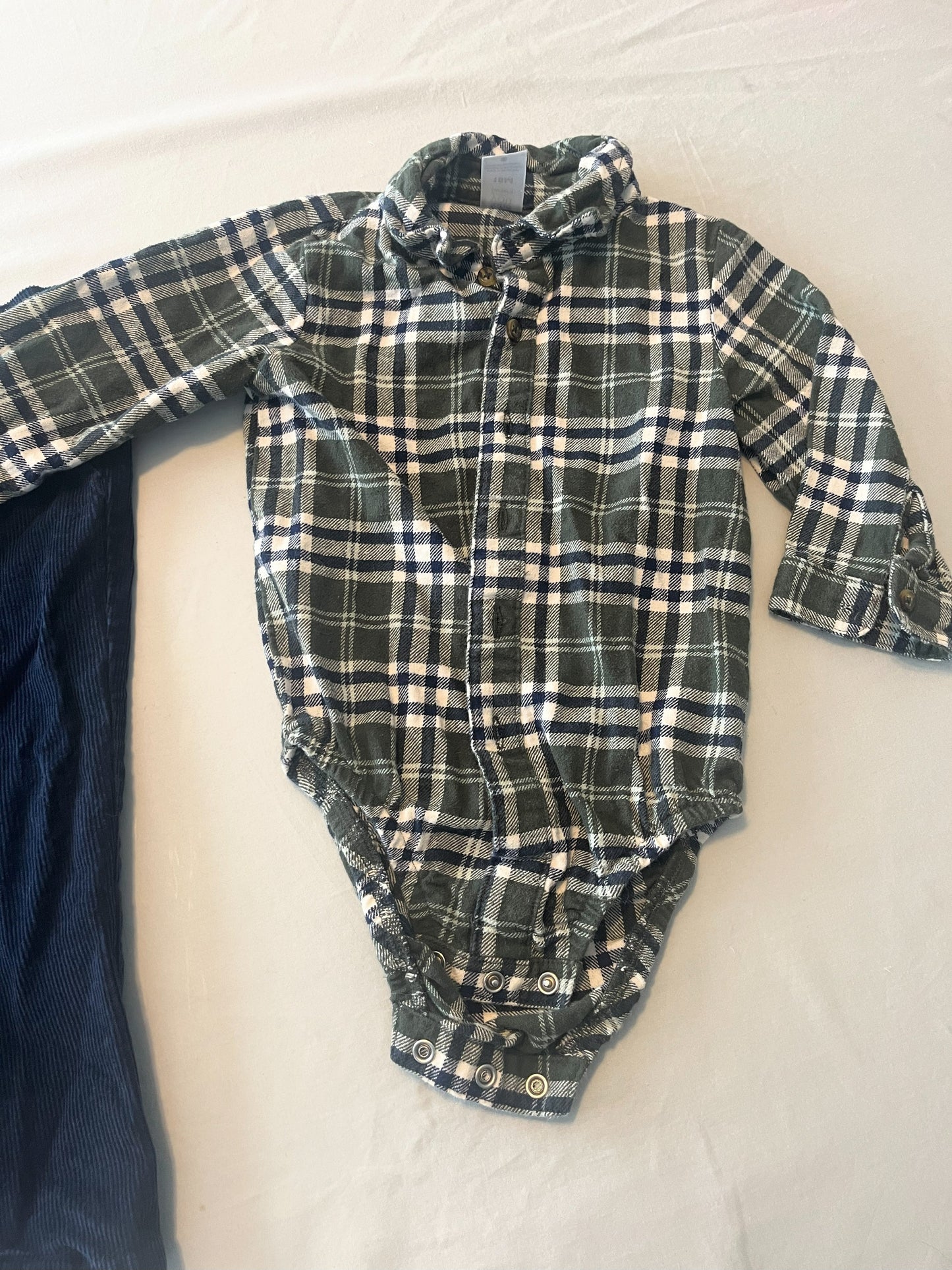 #211 Carters 18m Corduroy Pants and Flannel Onesie