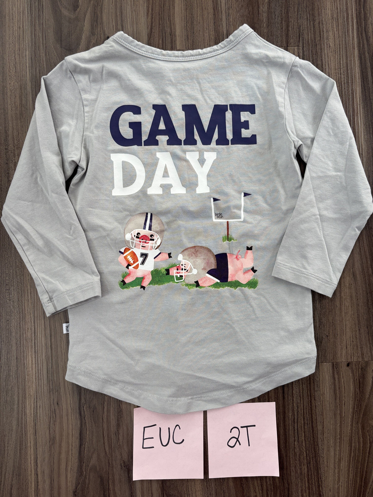 #138 - 18-24 Mo EUC Bamboo (Birdie Bean) Football Graphic Tee