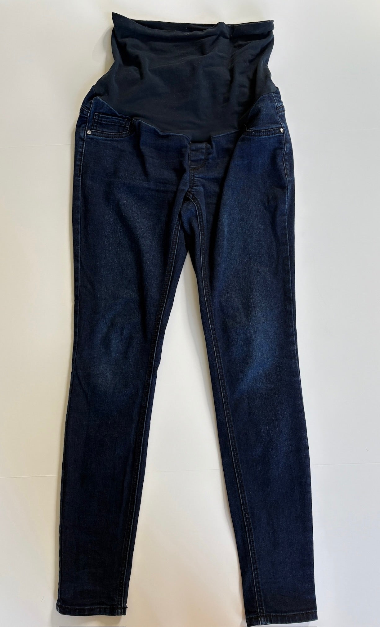 #98A - Small Maternity Indigo Blue Skinny Jeans/Jeggings VGUC (Full Panel)