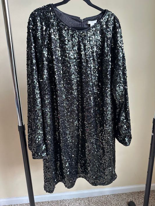 #88 REDUCED XXL H&M sequin short dress grey Nwt