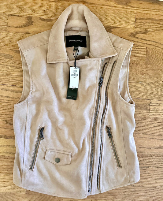 #198- Women’s, Banana Republic, NEW Vegan Suede Zipper Vest- Size XXS