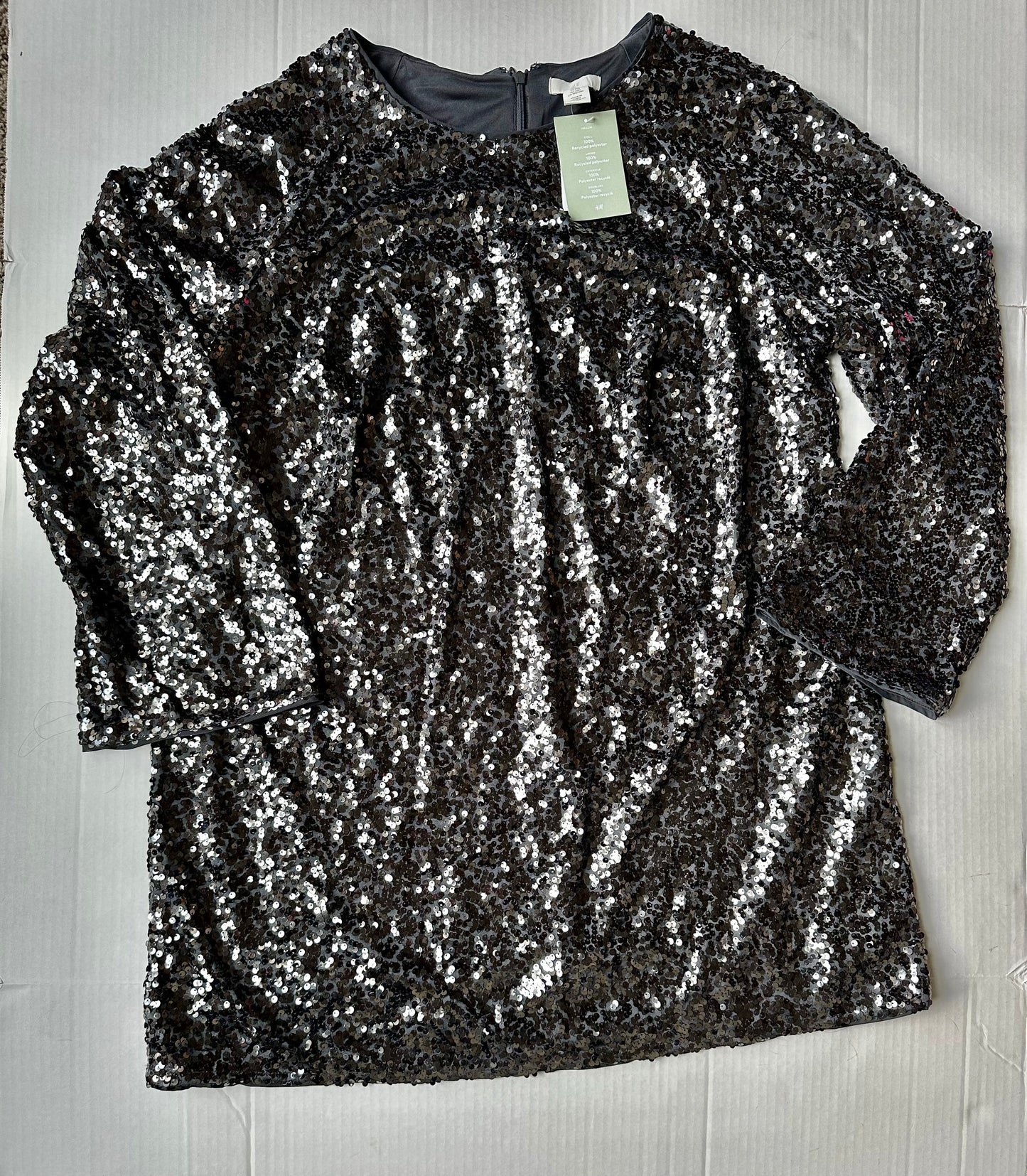 #88 REDUCED XXL H&M sequin short dress grey Nwt