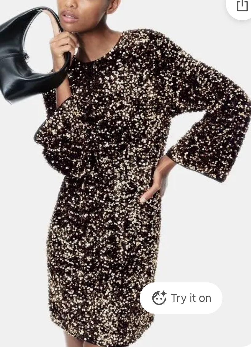 #88 REDUCED XXL H&M sequin short dress grey Nwt