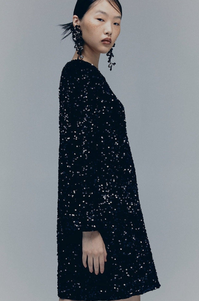 #88 REDUCED XXL H&M sequin short dress grey Nwt