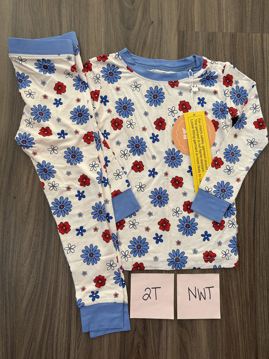 #77 - 2T - NWT Dream Big Little Co - Exclusive Freeodm Blooms (4th of July) LS + Pants PJs - Bamboo