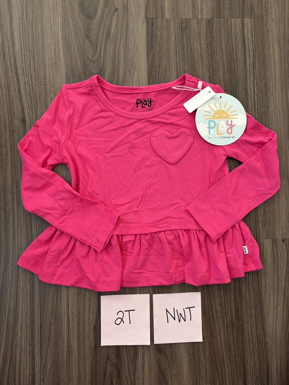 #138 - 2T NWT Bamboo (little sleepies) Pink Heart LS Shirt