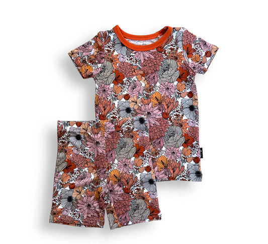 Seller #105 - NWT 18-24 Months Girls Orange Floral Millie + Roo Bamboo Shorts Set