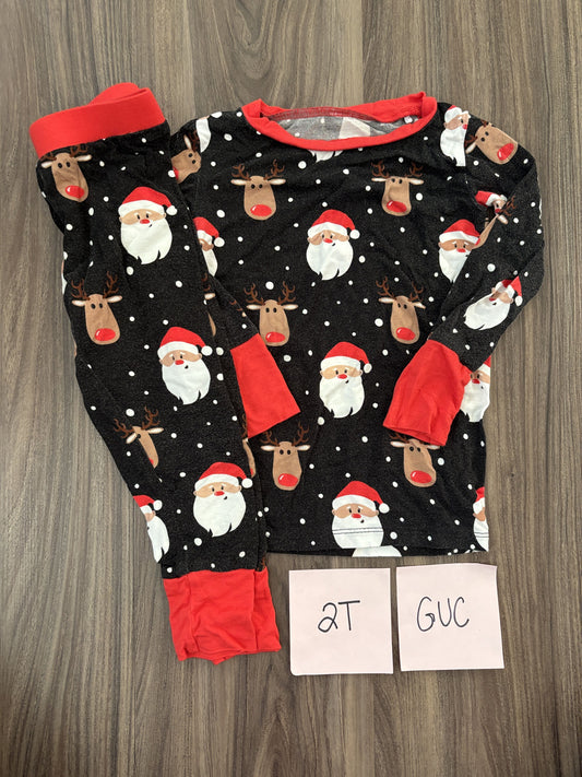 #138 - 2T GUC Bamboo (Bums & Roses) Snow Ho Ho Christmas PJs