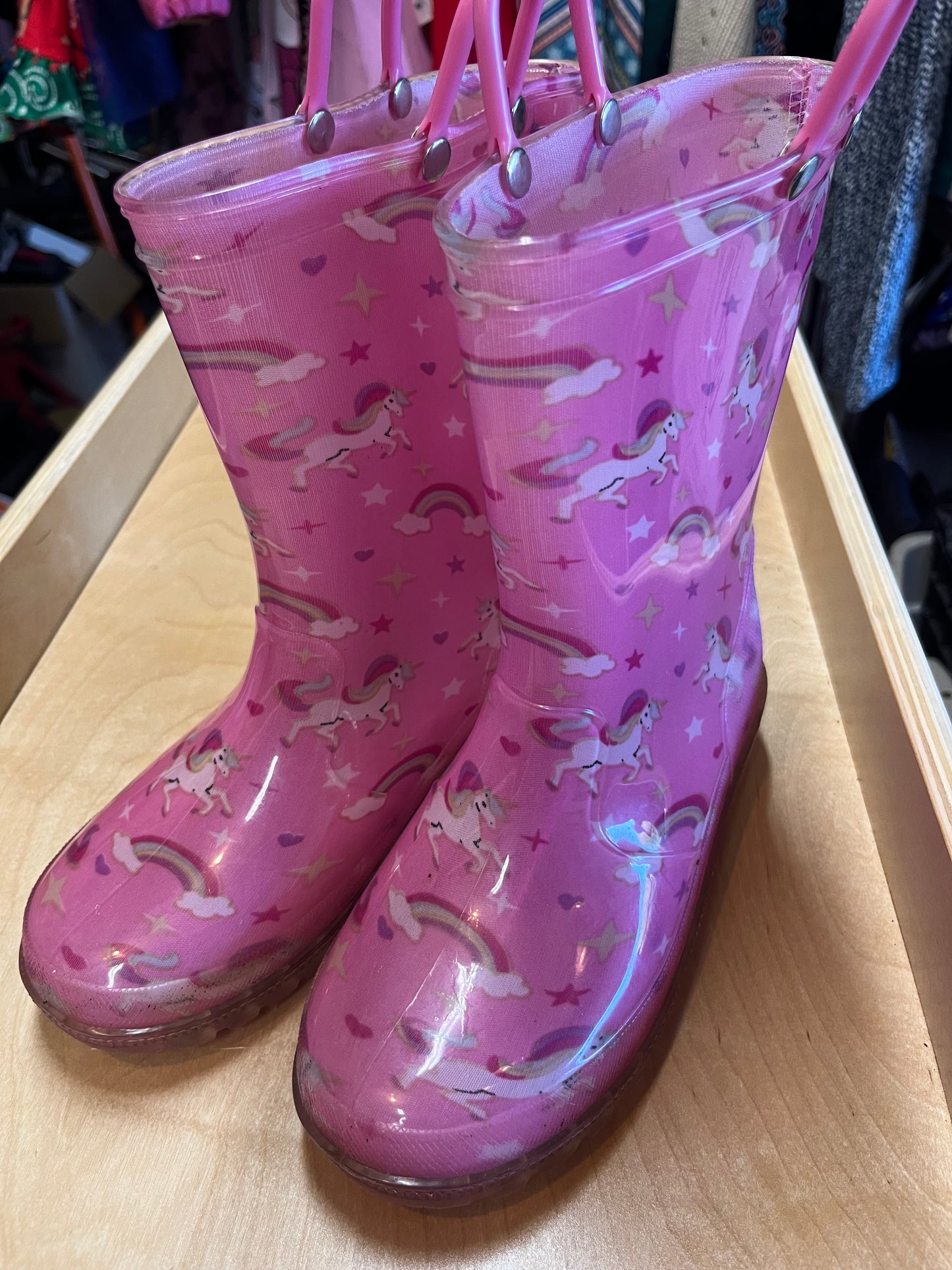 Seller 67 - Pink unicorn rainboots (do not light up) size 3