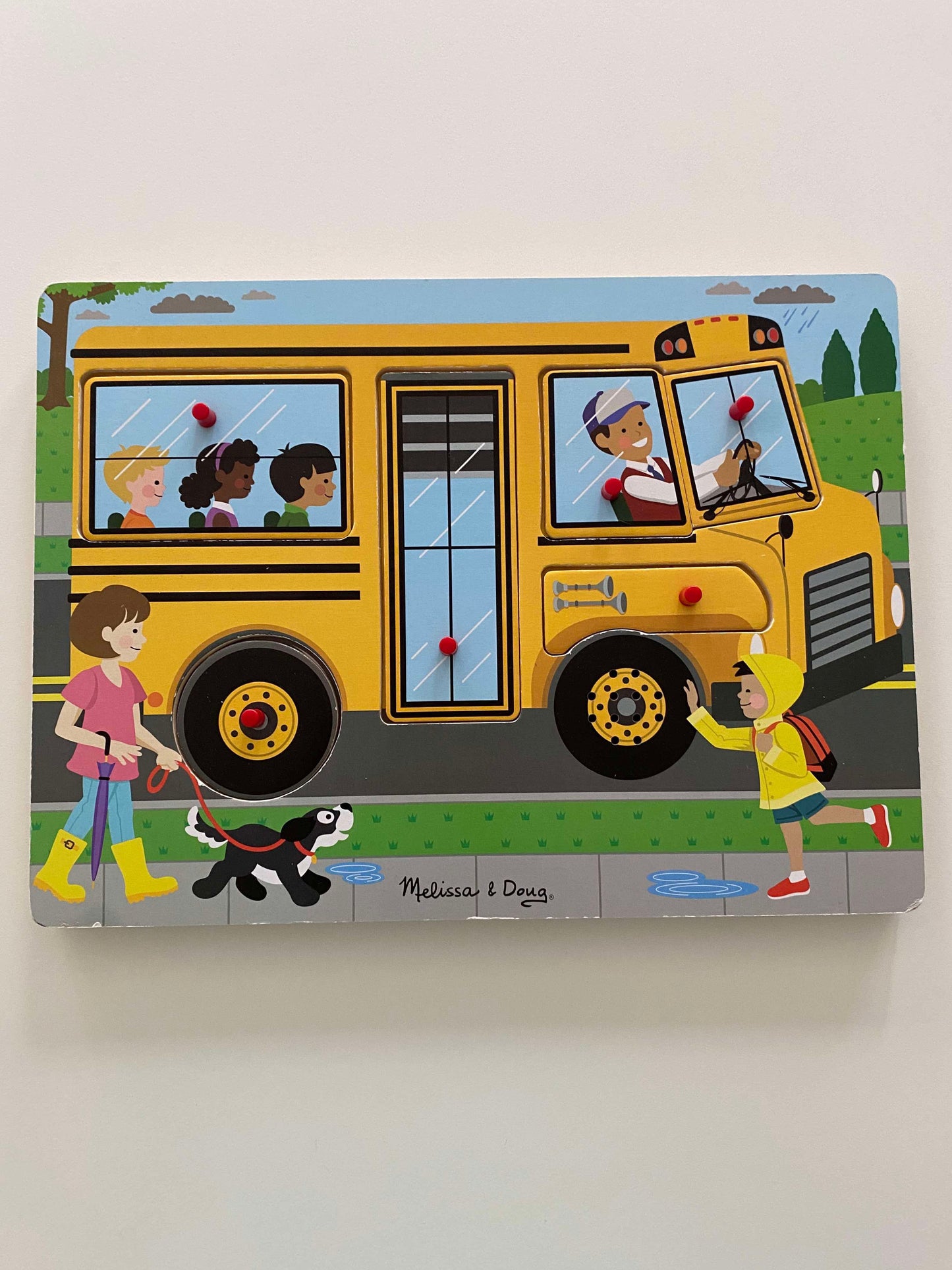 #117, Melissa & Doug wooden bus musical puzzle and Doggies House puzzle