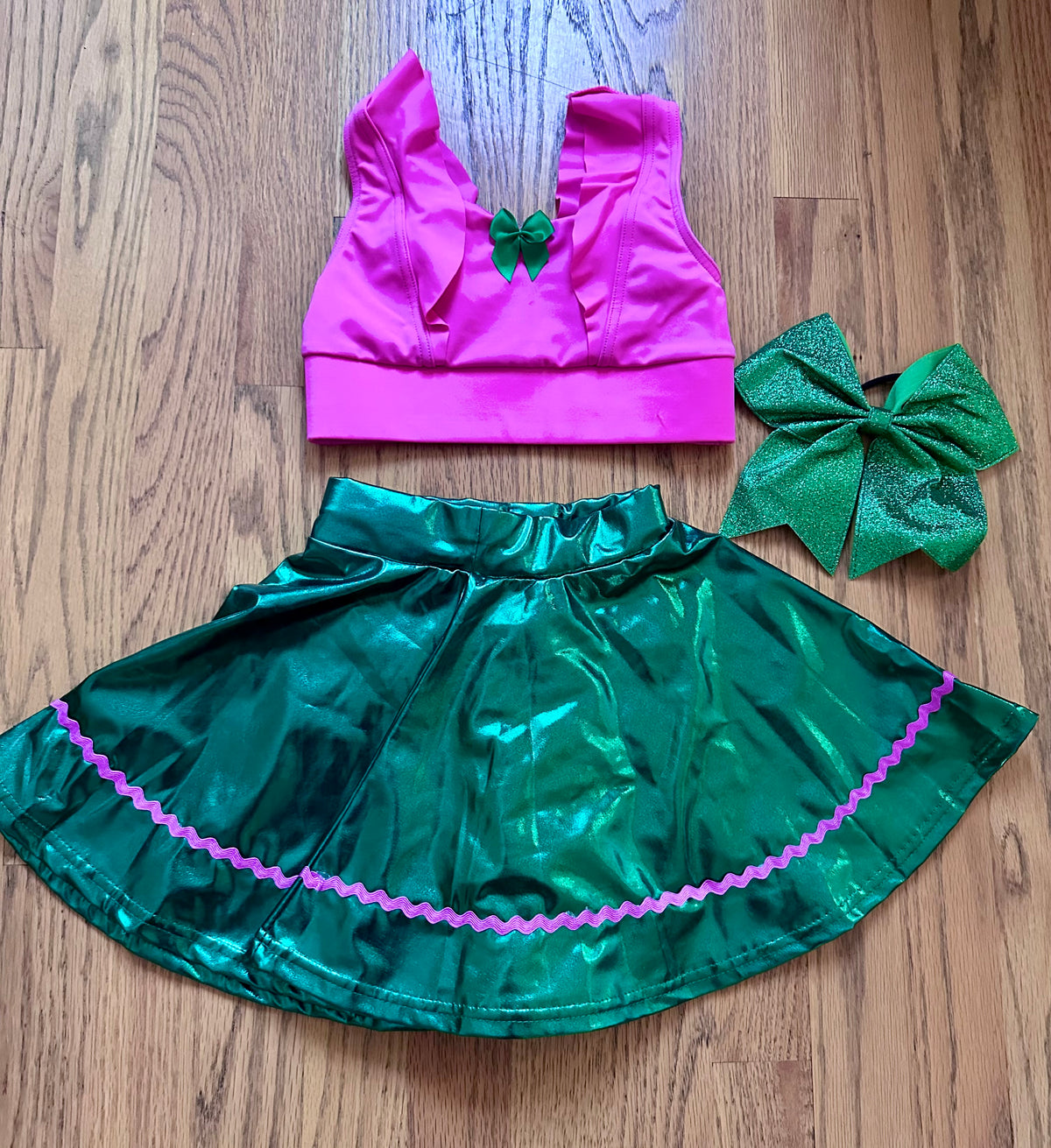 #98- Girls, Balara, Pink & Green Wicked Dance Costume- Size 4/5