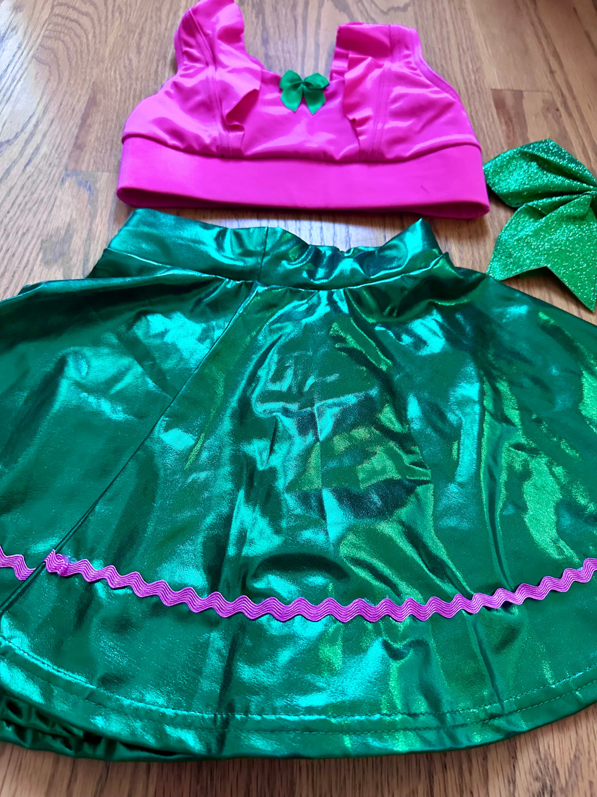 #98- Girls, Balara, Pink & Green Wicked Dance Costume- Size 4/5