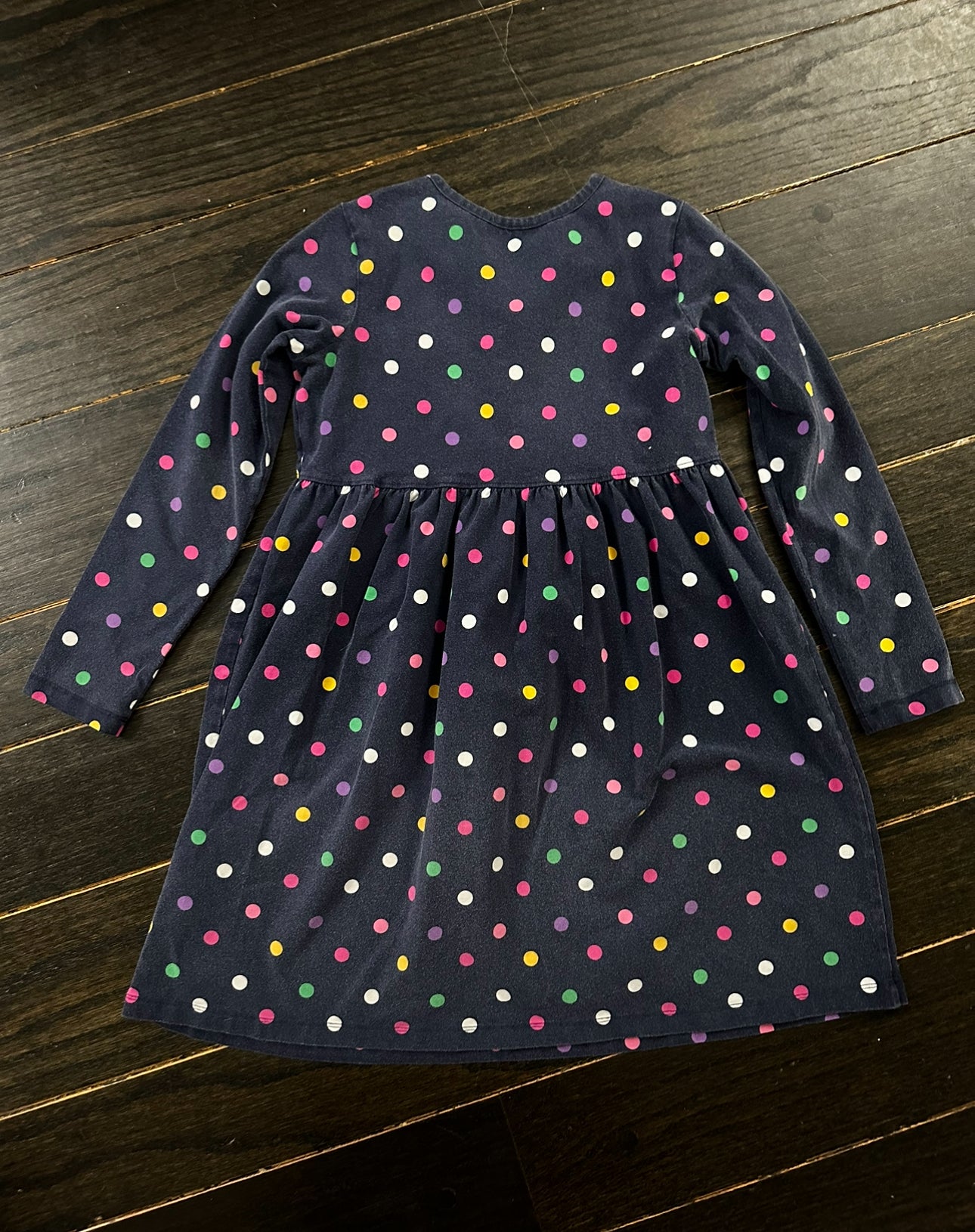#111 Hannah Anderson Navy Blue Polka Dot Dress 140 cm | 10