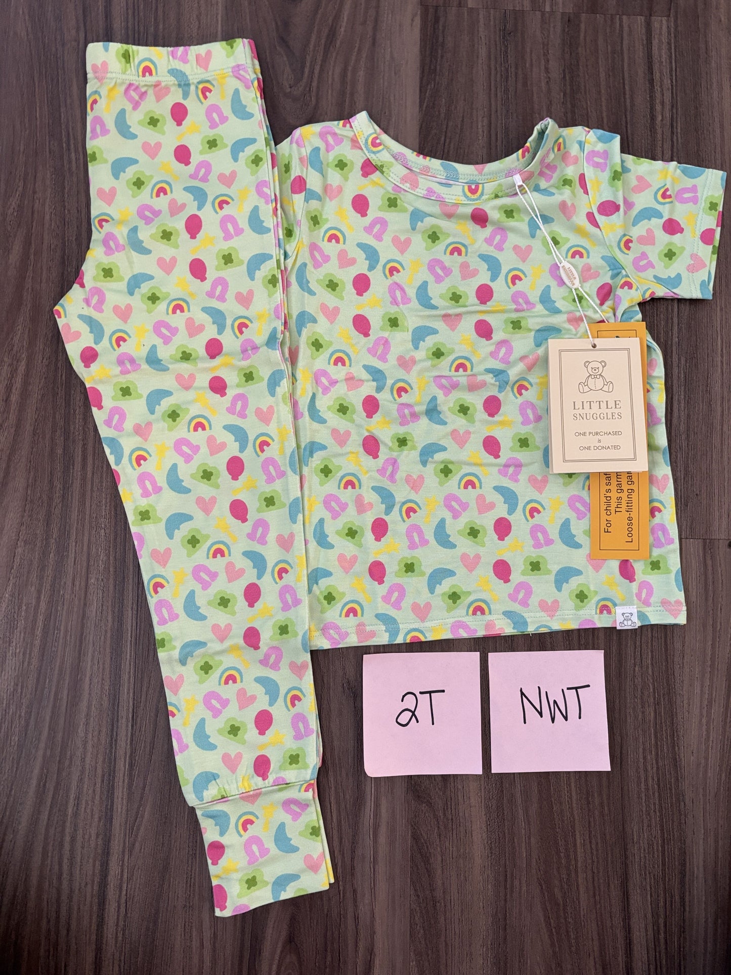 #77 - 2T - NWT Charlie's Project - Lucky Charms SS + Pants PJs - Bamboo