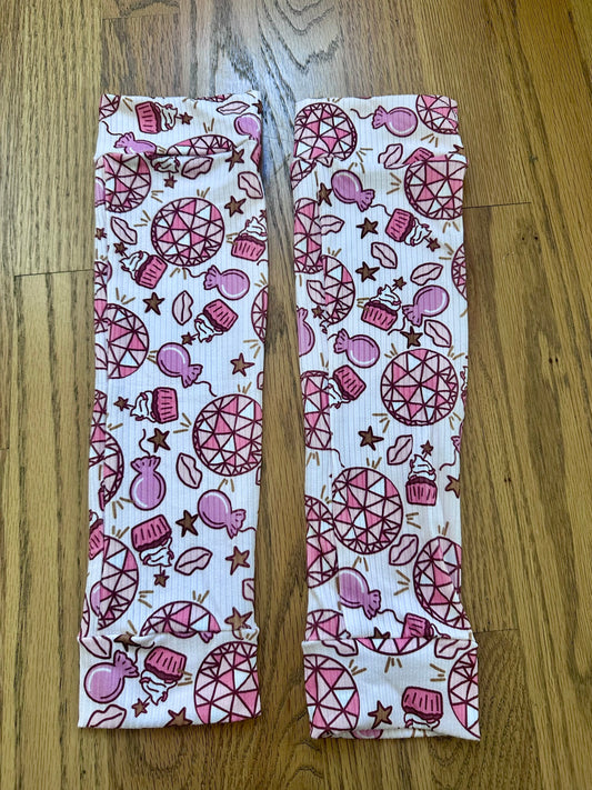 #98- Girls, Boutique, Pink Birthday Celebrations Leg Warmers- Size 5/6