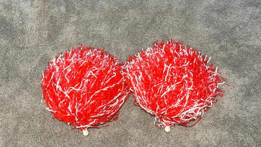 #91B Red Pom Poms for Cheerleader or Costume