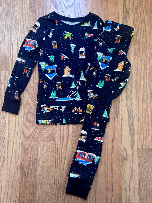 #98- Boys, Old Navy, Black Holiday Scenes PJs- Size 4