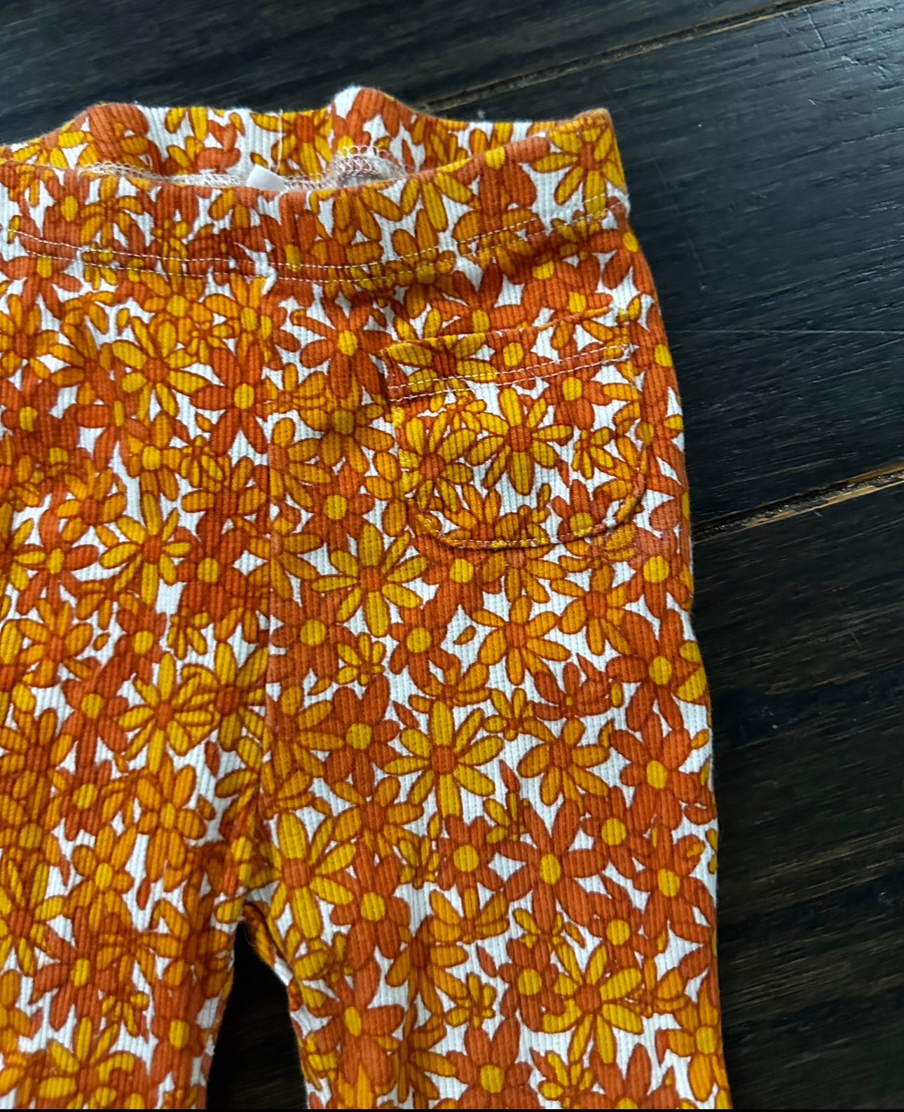 #111 Zara Girls 12-18 month Orange Floral Flare Pant