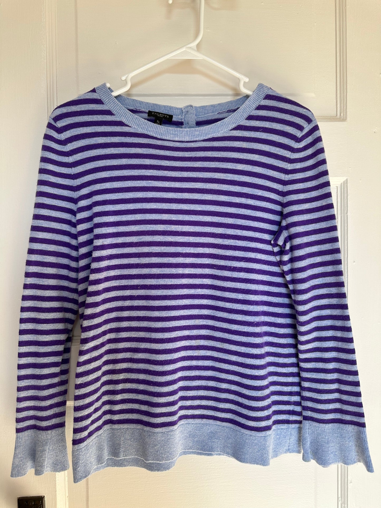 #56 Talbots sweater women S purple stripes