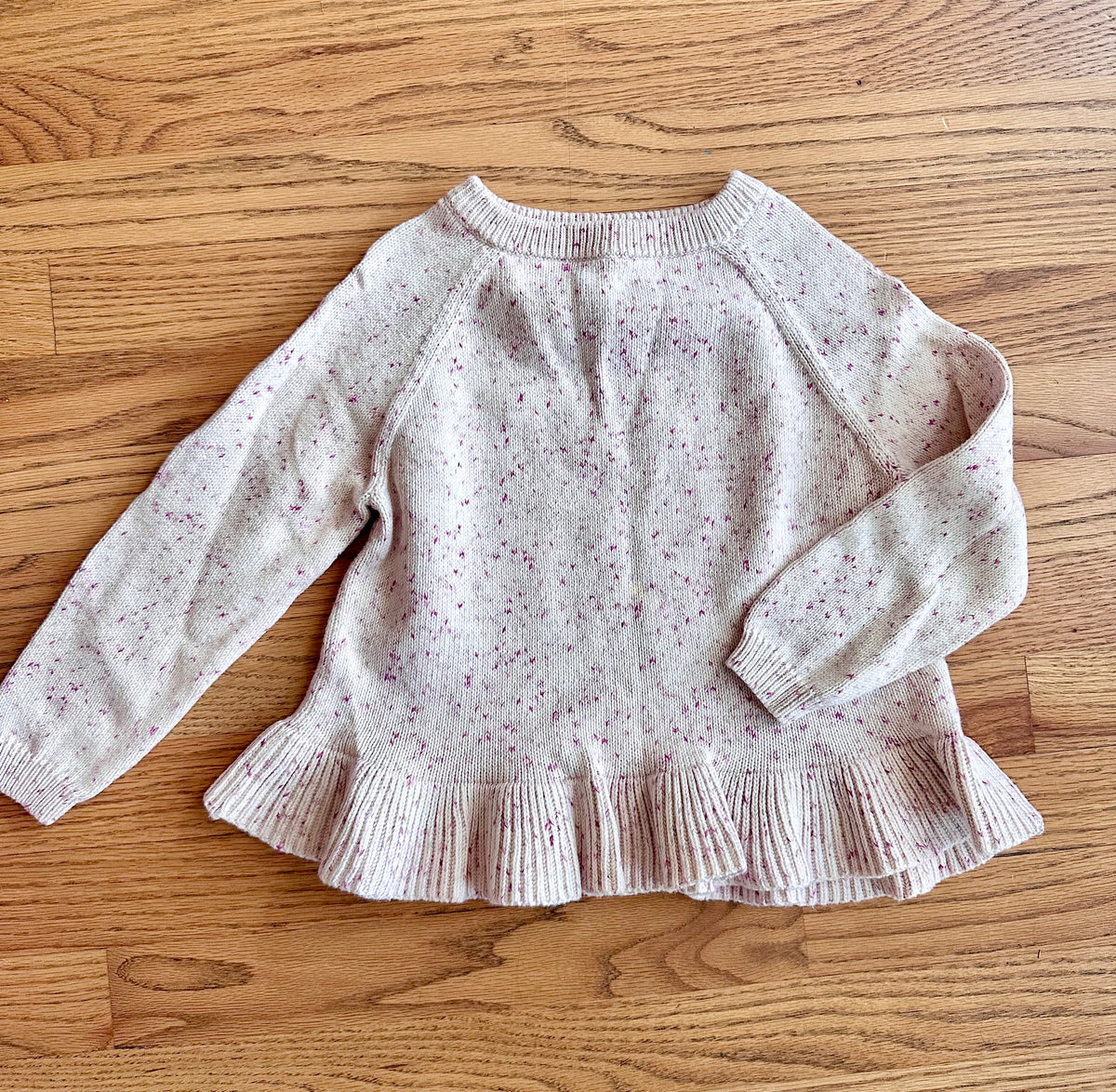 #98- Girls, Jamie Kay, Light Pink Peplum Sweater- Size 6