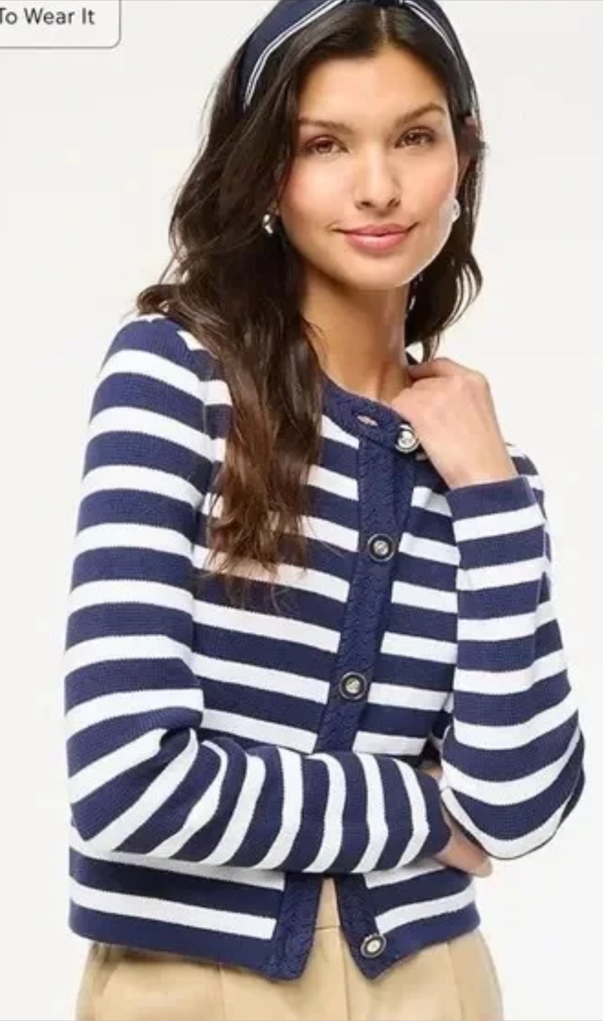 #88 **REDUCED navy Striped cotton lady jacket cardigan sweater xxl nwt jcrew