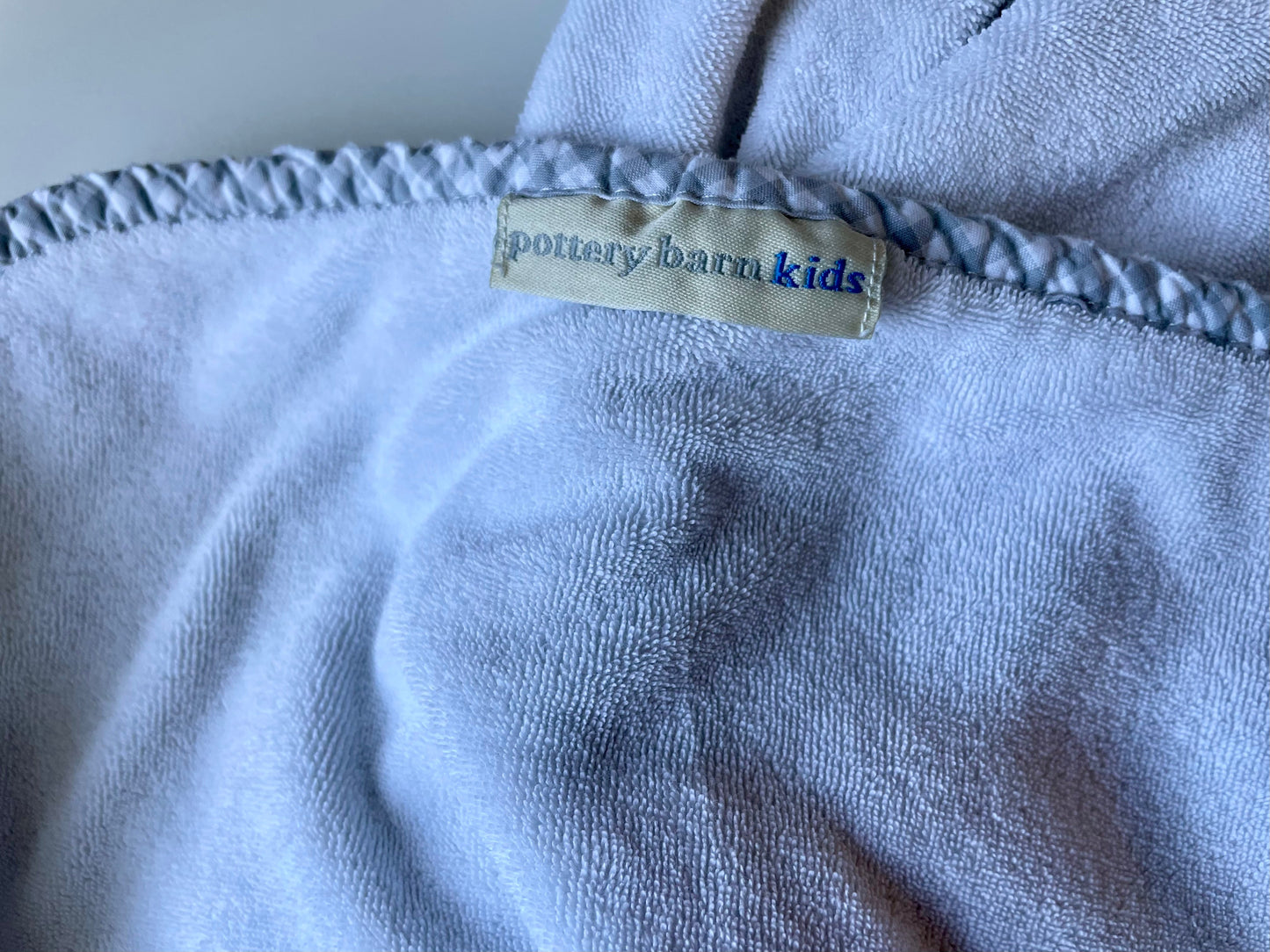 #42 REDUCED Pottery Barn Gingham Baby Hooded Towel
