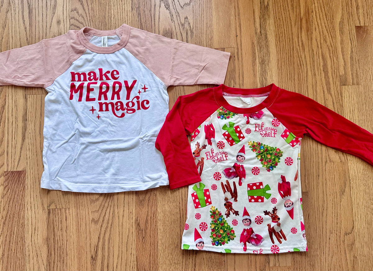 #98- Girls, Boutique, Elf on the Shelf & Merry Magic Holiday Shirts- Size 4