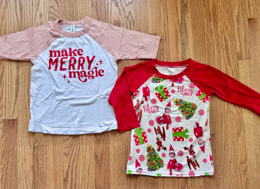 #98- Girls, Boutique, Elf on the Shelf & Merry Magic Holiday Shirts- Size 4