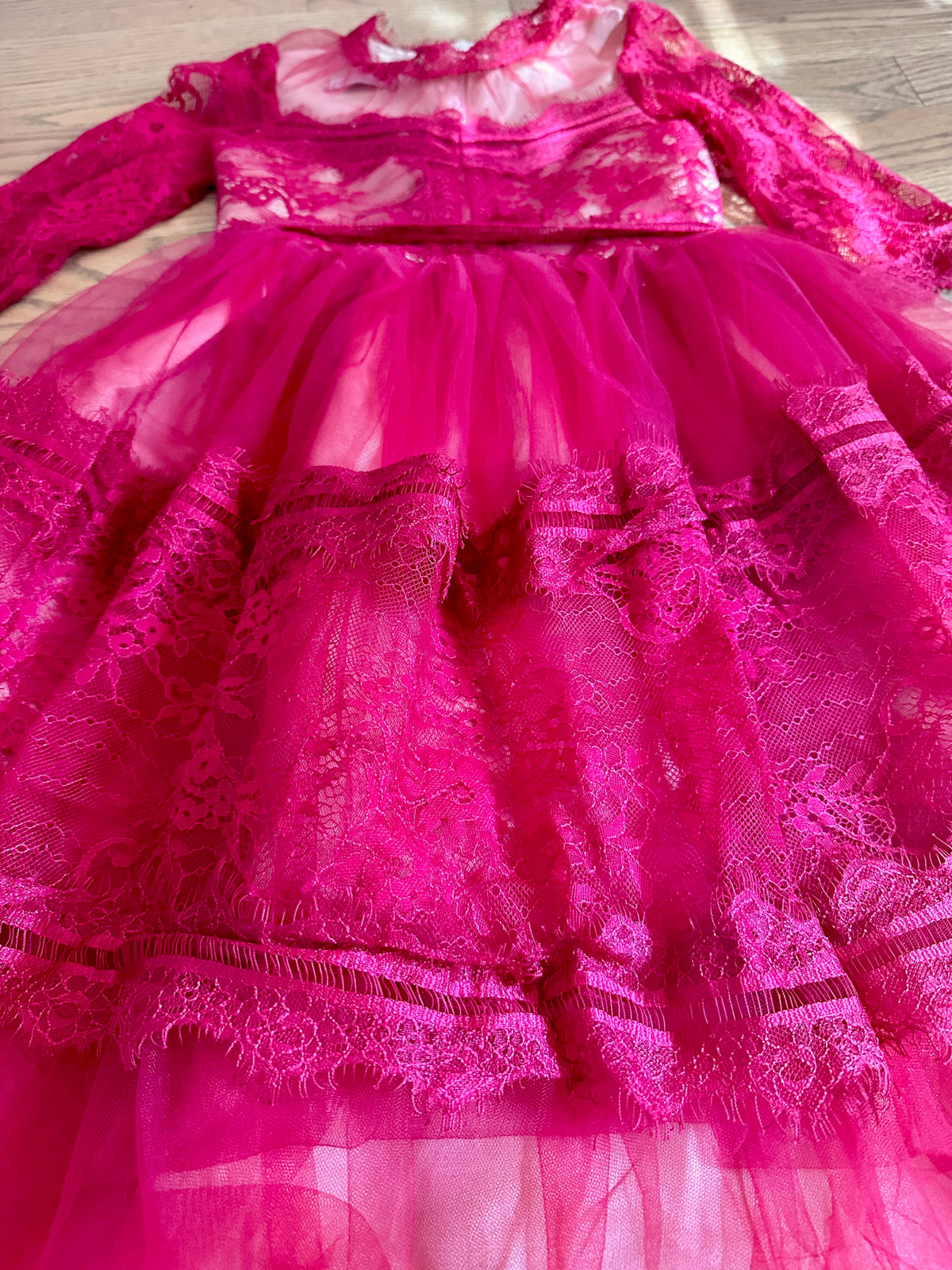 #98- Girls, $30- Trish Scully, Red Lace and Tulle Dress- Size 5