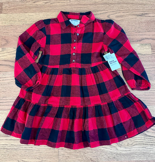 #98- Girls, Old Navy, Buffalo Plaid Dress NEW!- Size 5