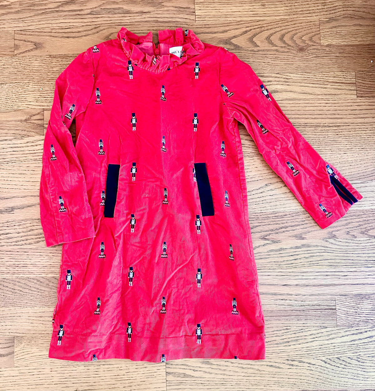 #98- Girls, Petit Peony, Red Nutcracker Corduroy Dress- Size 6