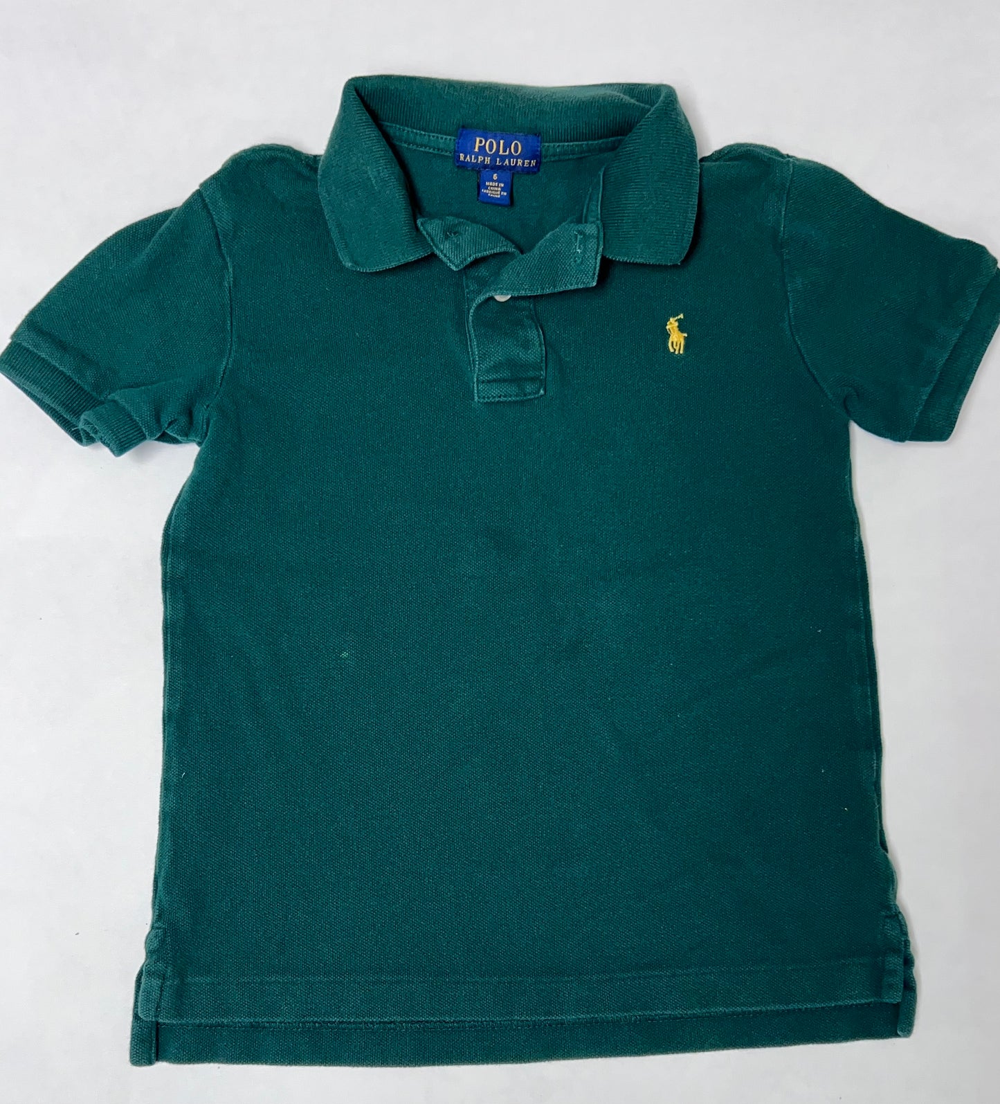 Size 6 boys dark green polo (Ralph Lauren), GUC (see description for flaws)