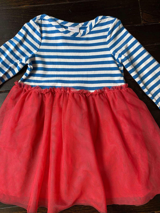 #117, Girls 2T, Hanna Andersson red/white/blue dress, VGUC