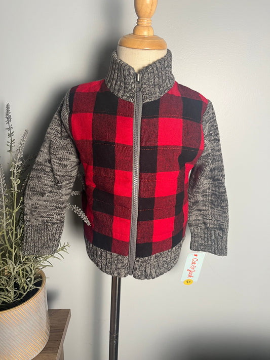 Seller # 14 NWT Boys 18m Buffalo Plaid Zip Front Fleece Sweater