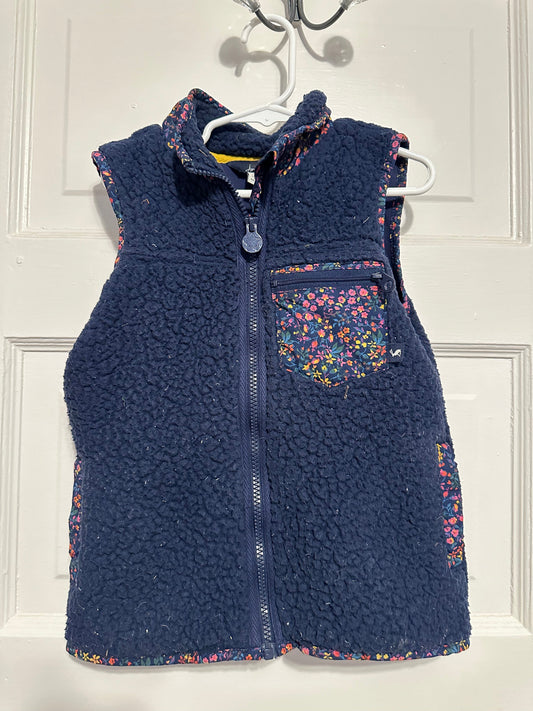 #56 Joules vest girls 6 blue fleece with flowers VGUC