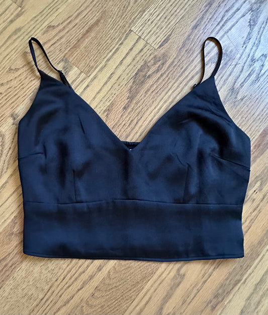 #198- Women’s, Abercrombie & Fitch, Black Silky Crop Top- Size Medium