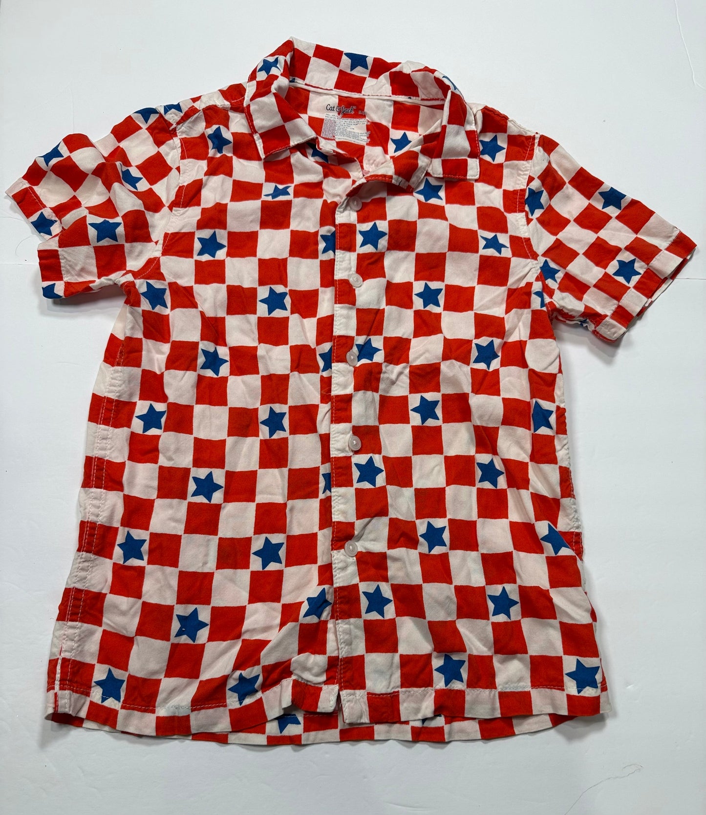 #141 Boys Medium 8 Cat & Jack Patriotic Button Down 1 of 2 availablE
